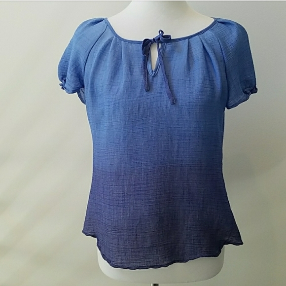 Como Vintage Tops - Como Vintage blue ombre fade short sleeve blouse S